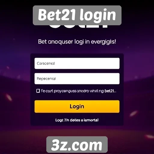 Interface do usuário no acesso ao Bet21